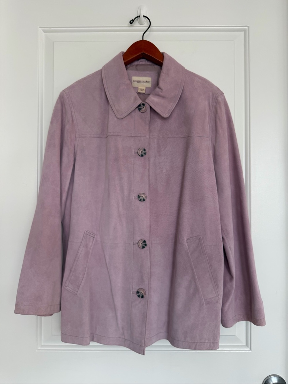 Vintage Suede Leather Monterey Bay Lavender Button Peacoat Jacket Petite Large